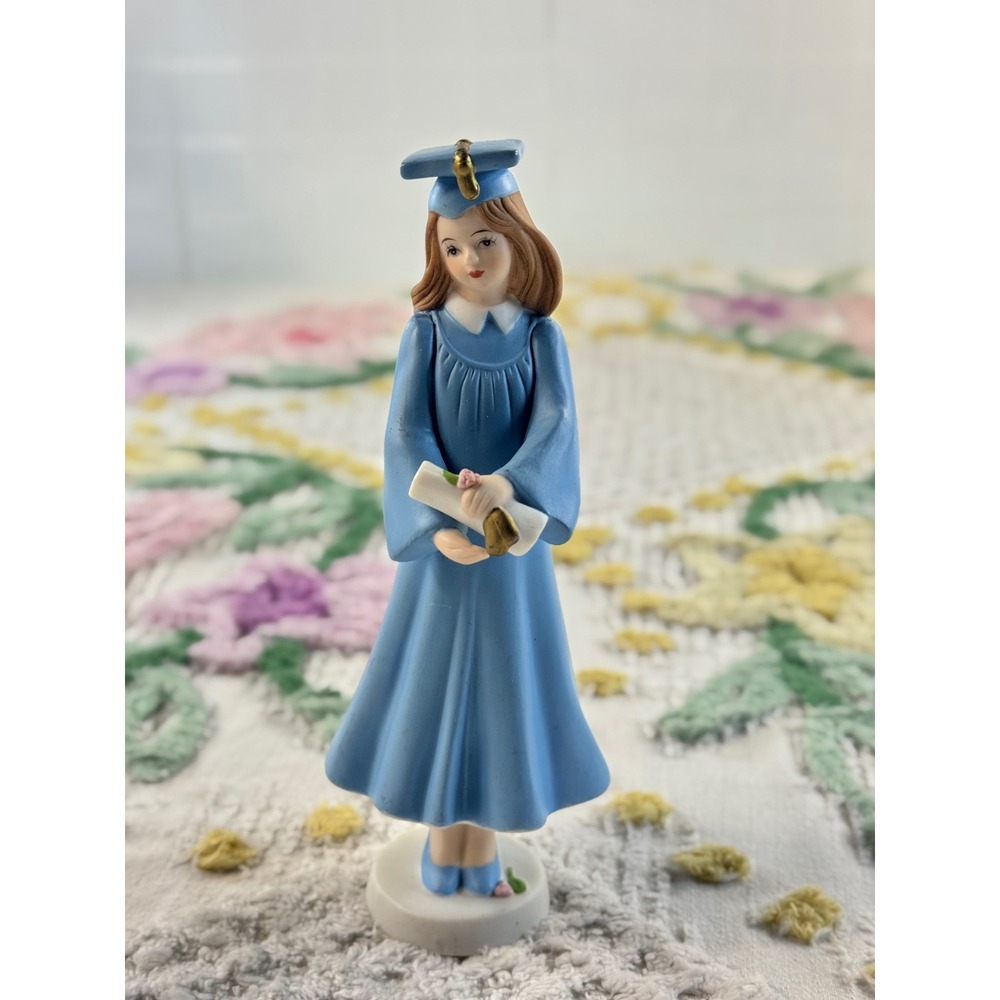 Enesco Growing Up Girls Graduate Figurine Blue Gown 1991‎ Vintage Porcelain 6.25